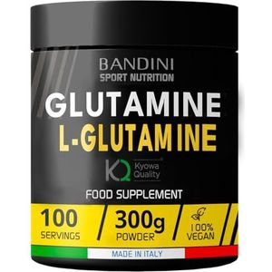 Bandini® L-Glutamine Kyowa® Zuiver poeder van hoge kwaliteit - Aminozuur voor intensieve training - Versterkt de spiermassa - 100% Veganistisch Glutamine POWDER - Pak van 300g