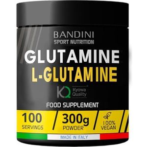 BandiniÂ® Pure L-Glutamine KyowaÂ® kwaliteit - Bandini Pharma voedingssupplementen - POEDER - Voor volwassen sporters die intensieve lichaamsbeweging beoefenen - Verpakking van 300 g - Made in Italy