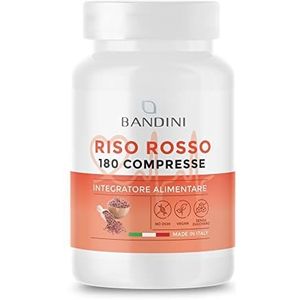 Bandini® Rode Gist Rijst Gefermenteerd door Monascus Purpureus Gist, 180 Makkelijk verteerbare tabletten (6 maanden) 99,7mg Rode Gist Rijst, 2,9mg Monacoline K, Zonder toevoegingen, Veganistisch