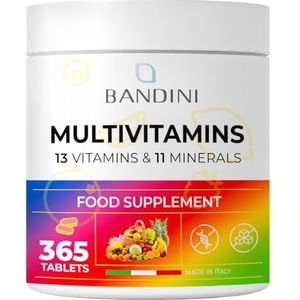 Bandini® Multivitamine Complete 365 Tabletten (1 Jaarvoorraad) - Multivitaminecomplex met 13 Vitaminen en 11 Mineralen - Multivitaminen Complex voor Mannen en Vrouwen - Gemaakt in Italië