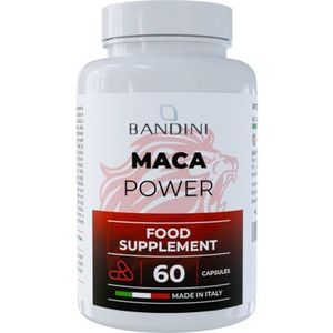 Bandini® MACA POWER Peru, 60 Capsules 100% Veganistisch, Hooggedoseerd Complex met Tribulus, Arginine, Zink, Vitamine B6 en B12 - Fysieke en Mentale Vermoeidheid, Energie, Sport - Made in Italy