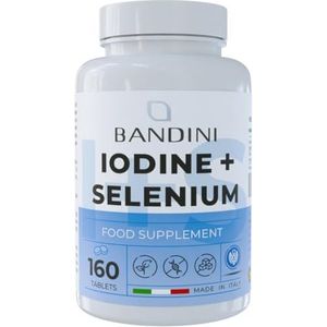 BandiniÂ® JODINE 225 mcg + SELENIUM 100 mcg - 160 tabletten - Hoge absorptie en hoge dosering - Kaliumjodide KI + Selenium Methionine Voedingssupplement - Veganistisch, geen GMO