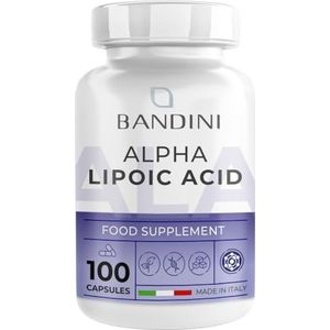 Bandini® ALA Alpha Liponzuur Vertraagde afgifte | Geschikt voor een veganistisch dieet | Maximale opname | Natuurlijk antioxidant | Beschermt tegen oxidatieve stress | 100 capsules | r alfaliponzuur