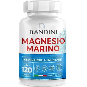 Bandini® Marine Magnesium en Vitamine B6 120 capsules/4 maanden, Hoge dosis Zeemagnesium per capsule: 200 mg magnesium +1,4 mg B6, Voor spieren, zenuwstelsel, vermoeidheid, stress, veganistisch