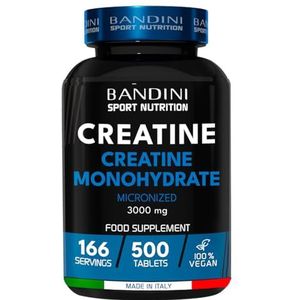 Bandini® Gemicroniseerde Creatine Monohydraat 500 tabletten van 3000 mg per dosis - Supplement voor training, sportschool en pre-workout - Veganistisch - 100% puur Creatinemonohydraat