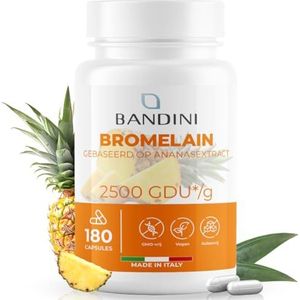 Bandini® Bromelaïne hoge dosis | 180 maagsapresistente capsules | 1000mg - 2500 GDU per dosis (2 capsulen) | 3 maanden voorraad | Maximale biobeschikbaarheid | Puur Ananasextract | 100% Vegan