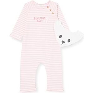 United Colors of Benetton Set rompers + slabbetje kinderen 0-24, Roze 901, 68 cm