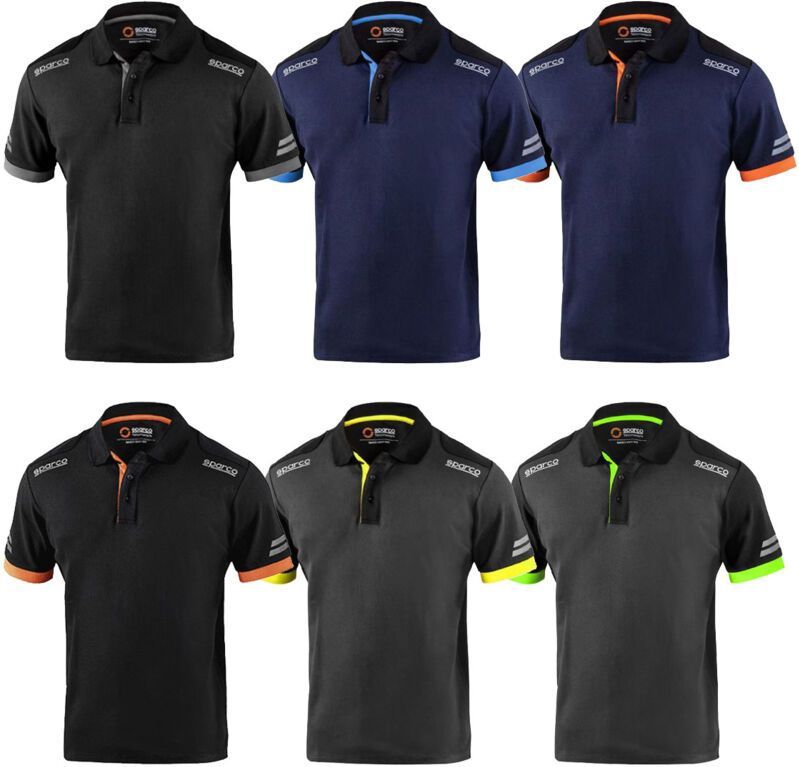 Sparco - TOLEDO - Technische Polo - Blauw Oranje - Met Reflecterende Details