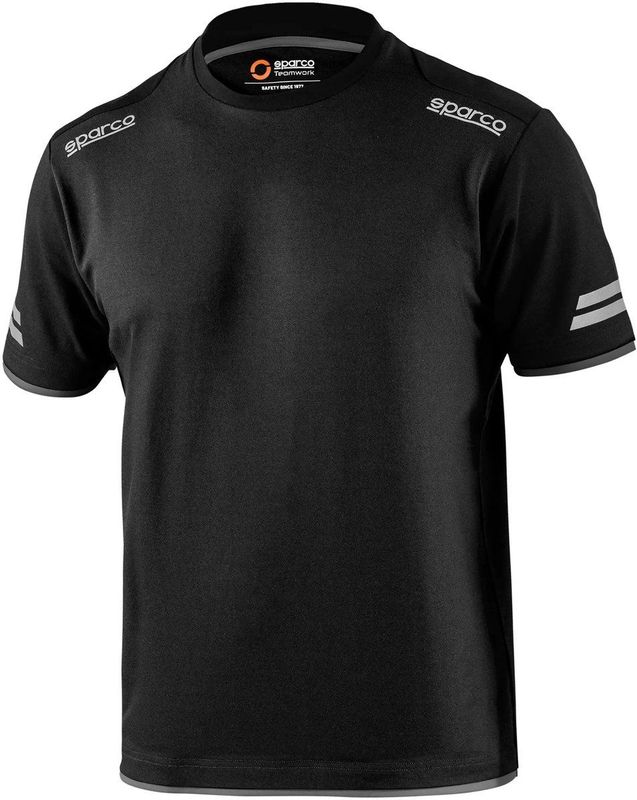 Sparco TUCSON T-shirt Zwart-Oranje – Technisch Werkshirt met Reflecterende Details