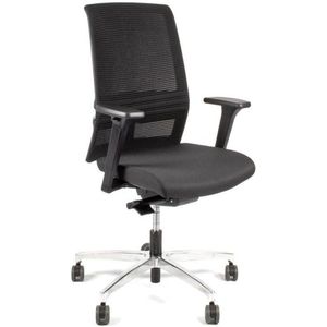 Linea Fabbrica Linea bezoekersstoel Omnia 01 zwart/zwart met 3D armleuning en aluminium voet - zwart LF-3133005
