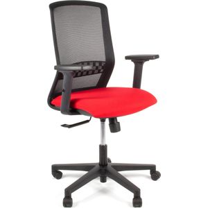 Linea Fabbrica Tekna 01 Zwart/Rood Bureaustoel met 2D Armleuning