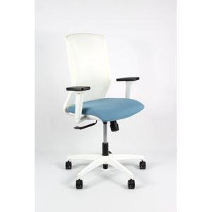 Linea Tekna White 01 - Bureaustoel - Ergonomisch EN1335 -Multi verstelbaar- Wit/Blauw