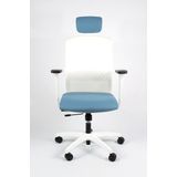 Linea Fabbrica Linea bureaustoel Tekna White 01/PT l.blauw/wit met 3D armleuning en hoofdsteun - meerkleurig LF-2022525