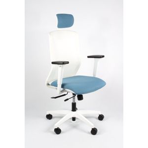 Linea Tekna White 01/PT - Bureaustoel - Ergonomisch EN1335 - Met hoofdsteun - Multi verstelbaar- Wit/Blauw