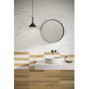 Navale - Lasalle - Visgraattegel - Wit Marmer - 7.5x40cm - Mat Gerectificeerd