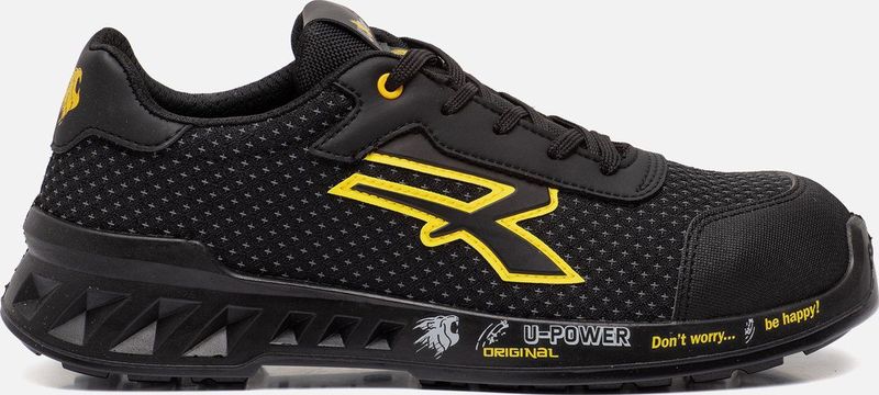 U-POWER DON'T WORRY... BE HAPPY! Mat, veiligheidsschoenen, uniseks, voor volwassenen, Zwart Geel, 42 EU