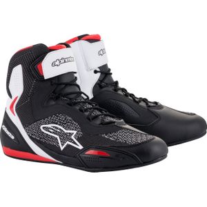 Alpinestars Faster 3 Rideknit De Schoenen van de motorfiets Zwart/wit/rood 10 (43)