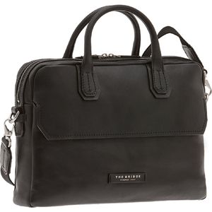 THE BRIDGE Leren Schoudertas Afzonderlijke gevallen met laptopvak Williamsburg Briefcase Nero Zwart