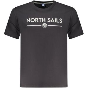 North Sails - Zwart - T-shirt - Heren - Katoen - Met Opvallende Print