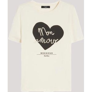 Max Mara - Vello - T-shirt - Wit - Katoenen Jersey - Korte Mouwen - Oversized Print