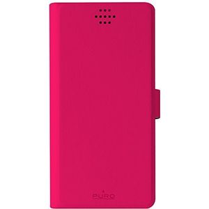 PURO 360 graden Universal Smartphone Folio Case Rotational 3M Sticker Diary Type Sticky Pad Case Cover (Pink/Red M)