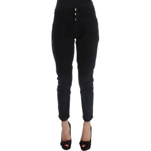 Costume National Dames Zwart Katoen Slim Fit Cropped Jeans