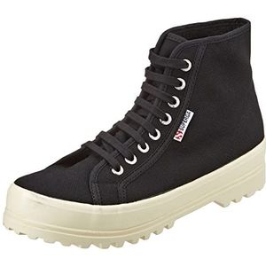 SUPERGA 2341 Alpina Gum, veterschoenen voor dames, Black-Shiny Offwhite, 36 EU