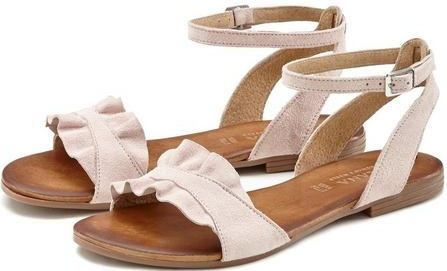 LASCANA Sommerschuh Sandale Sandalette, Sommerschuh aus hochwertigem Leder mit kleinen Rüschen