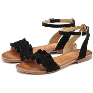 LASCANA Sandale »Sommerschuh«, Sandalette, Sommerschuh aus hochwertigem Leder mit kleinen Rüschen