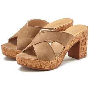 Unikleur - Slipper - Taupe - Suèdeleer - Blokhak