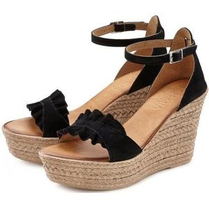 LASCANA Sommerschuh Sandalette Sandale, Sommerschuh aus Leder mit Keilabsatz