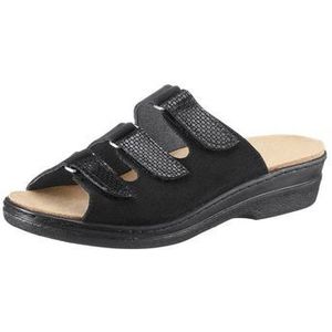 Sportief - Slippers - Zwart - Suèdeleer - Klittenbandsluiting