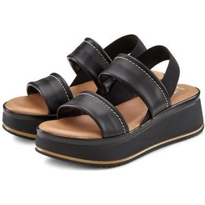 Lascana Plateausandalen Sandalette van leer met modieus comfortabele plateausole