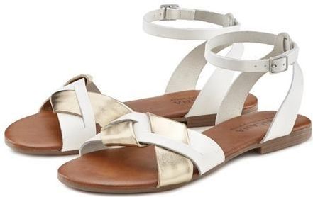 Lascana Sandalen Zomerschoen Sandalette, zomerschoen van hoogwaardig leer met metallic uiterlijk