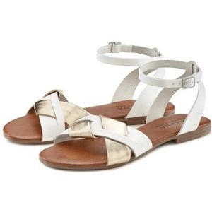 LASCANA Sandale "Sommerschuh", Sandalette, Sommerschuh aus hochwertigem Leder mit Metallic Optik