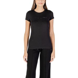 Armani Exchange Dames Short Sleeve Big Signed Logo T-Shirt, Zwart, XXL, zwart/goud, XXL