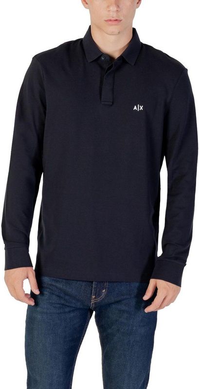 Armani Exchange - Printed Long Sleeve Polo Shirt - Blauw - Poloshirt