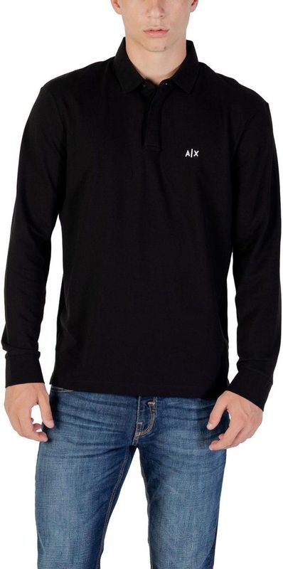 Armani Exchange - Long Sleeve Polo - Zwart - Met Knopen - Ronde Hals