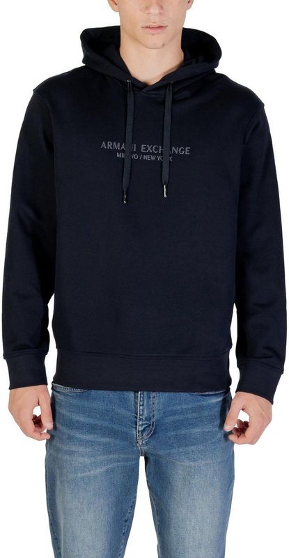 Armani Exchange - Printed Hooded Sweatshirt - Blauw - Katoen - Lange Mouwen