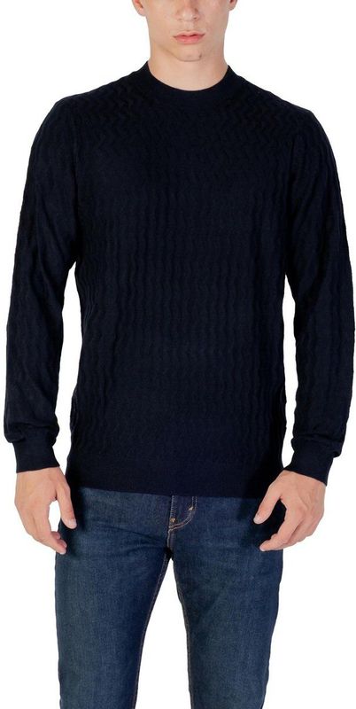 Armani Exchange - Xm 001560 - Wollen Trui - Blauw - Gestructureerde Crew Neck
