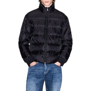Armani Exchange - Tone On Tone Allover Logo Puffer Jacket - Zwart - Heren - Geïsoleerd