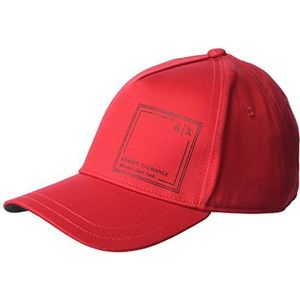 Armani Exchange Heren Sustainable, Square Logo Cap, lippenstift rood, Eén maat
