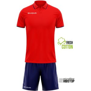 Givova - Street Kit - Polo Shirt en Korte Broek Set - Katoen en Polyester - Zwart