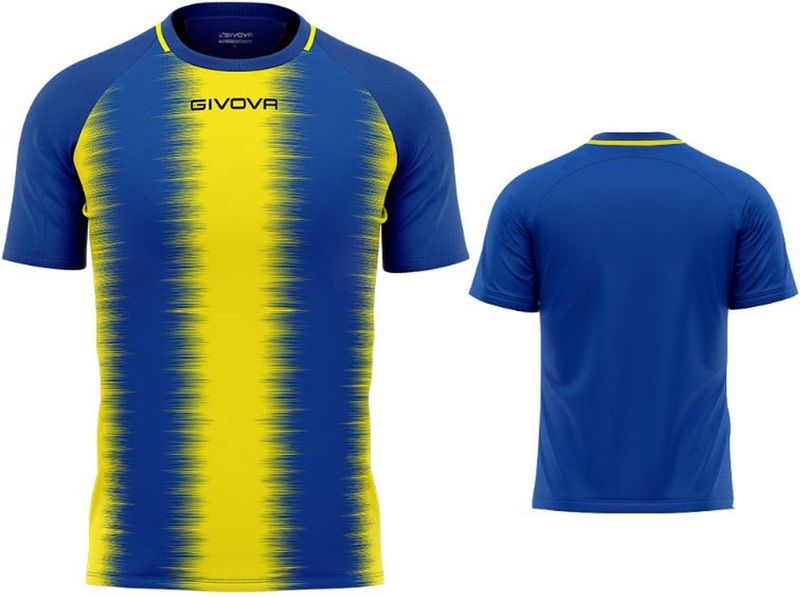 Sports t-shirt givova stripe royal-yellow