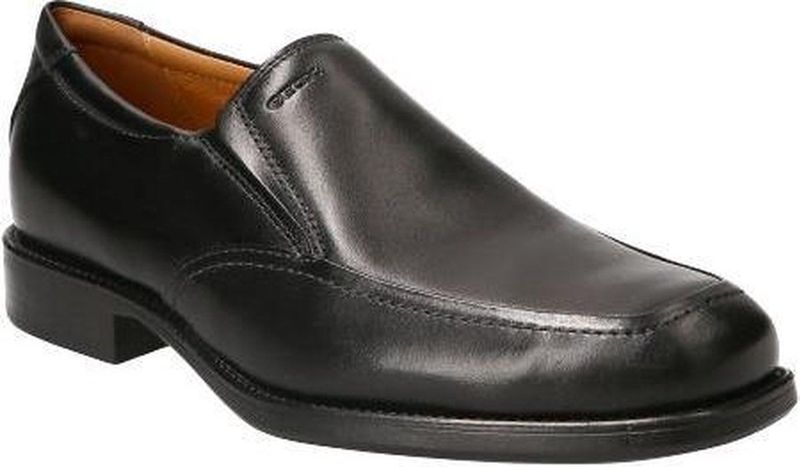 Geox - Federico - Herenschoenen - Zwart - Glad Leer - Stretch Inzetstuk