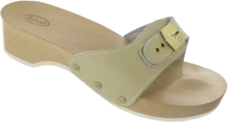 Scholl - Pescura Heel Original - Slipper - Beige - Leer - Rubber Zool