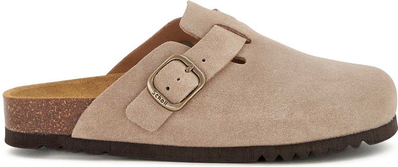 SCHOLL FAE NEW Suede SA Womens Dark Beige FALSO Clogs Dark Beige