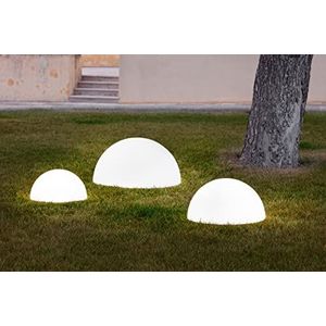 Design tuinlamp halve bal diameter 40 cm model Baby Moon 40 met LED RGB batterij en afstandsbediening