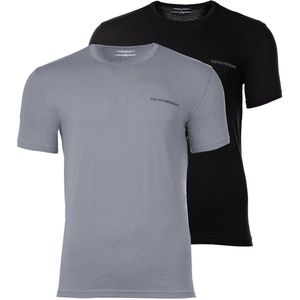Emporio Armani - Shirt - Grijs/Zwart - 2 Pack - Kwartmouw - Ronde Hals