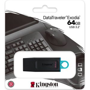 Kingston Technology DataTraveler Exodia USB flash drive 64 GB USB Type-A 3.2 Gen 1 (3.1 Gen 1) Zwart